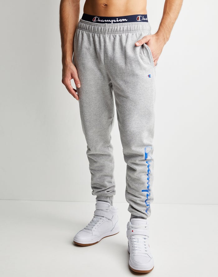 Champion Mens Joggers NZ - Powerblend Fleece Chasing Waves Grey ( 3047-LCYKN )